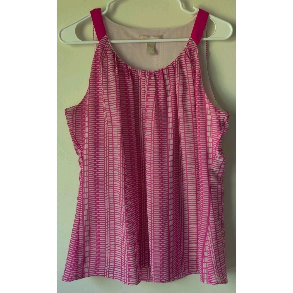 Banana Republic Women's Lined Geometric Tank Hot Pink Wide Straps Size Large